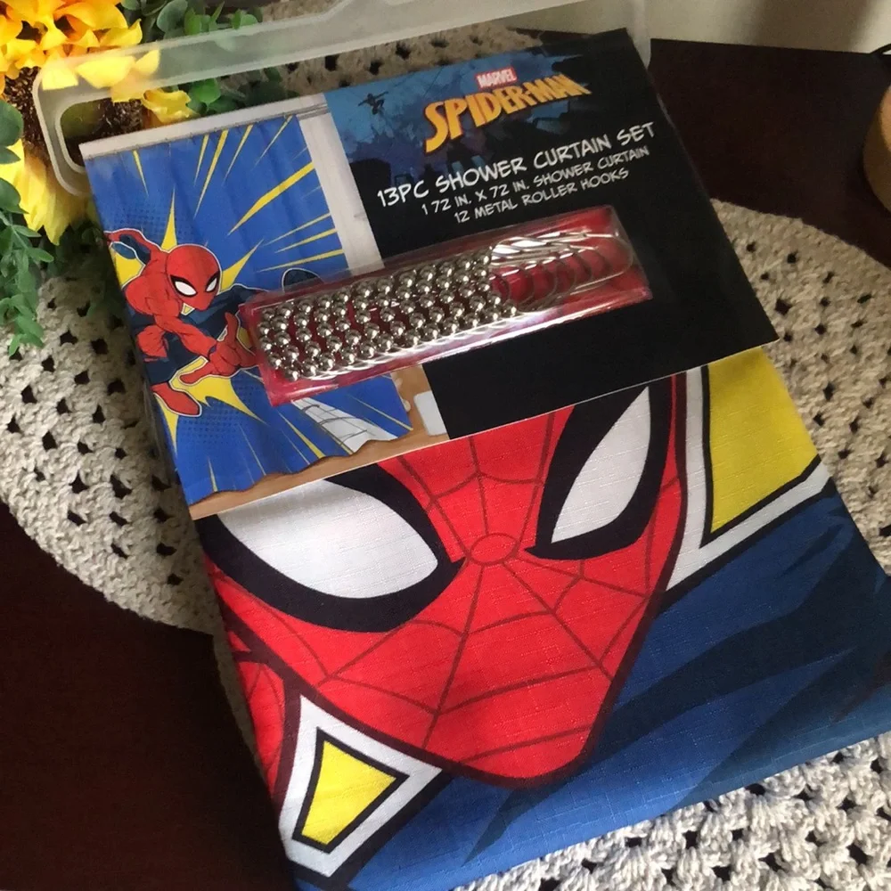 Marvel Spiderman Shower Curtain Set - Red, Blue, Yellow